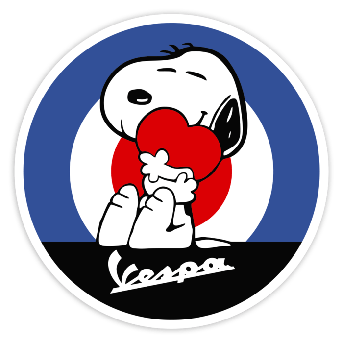 Pegatinas: Snoopy Mod con Vespa y Corazón