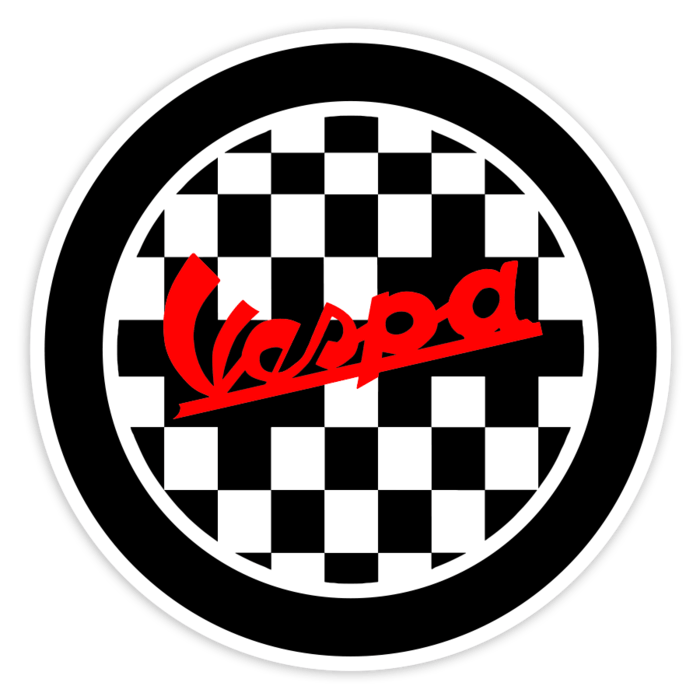 Pegatinas: Vespa Racing con Fondo de Cuadros