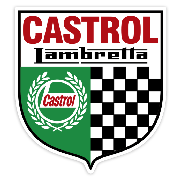 Pegatinas: Escudo Lambretta Castrol con Cuadros Racing