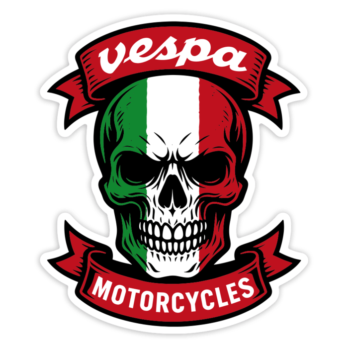 Pegatinas: Calavera Vespa Italia Motorcycles