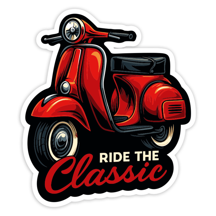 Pegatinas: Vespa Clásica Roja Ride The Classic