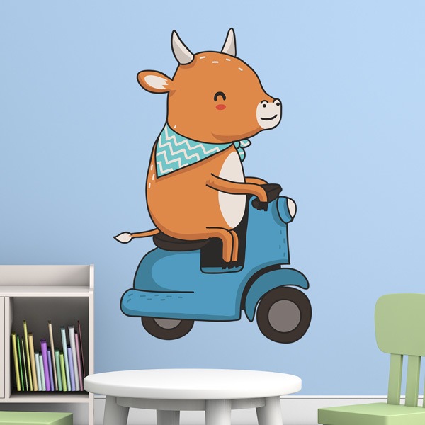 Vinilos Infantiles: Vaca y moto Vespa