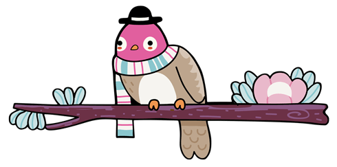 Vinilos Infantiles: Pájaro 2 sobre rama en invierno