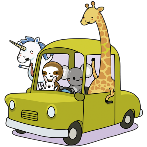 Vinilos Infantiles: Coche cargado de animales