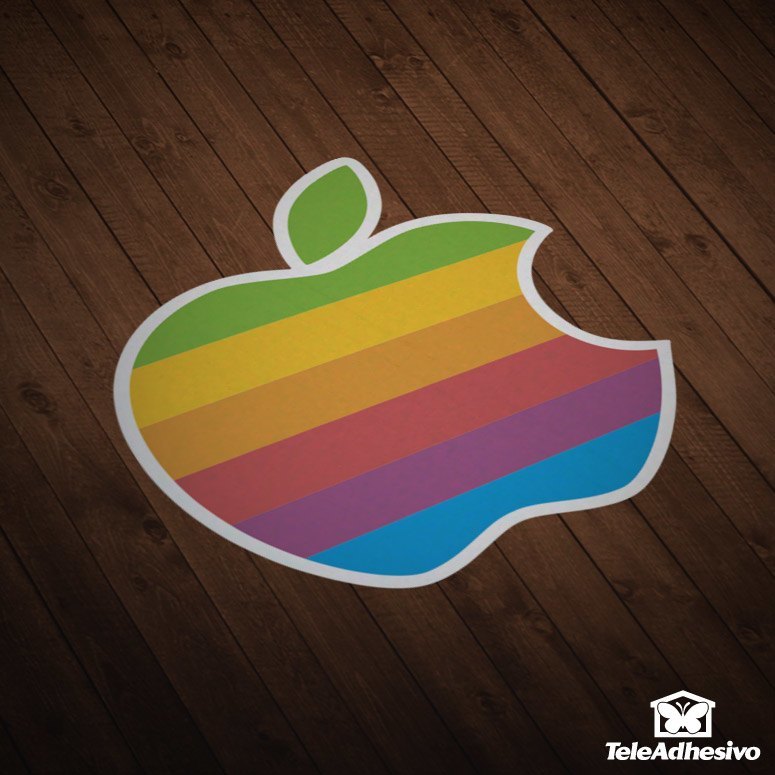 Vinilo adhesivo al estilo vintage con la imagen del logotipo antiguo de Apple, ideal para decorar una casa