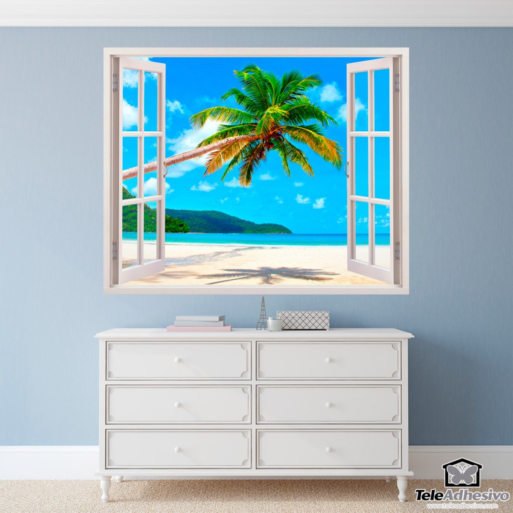 Vinilo adhesivo con la imagen de una playa paradisíaca ideal para decorar tu casa con paisajes exóticos.