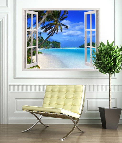 Vinilo adhesivo para la decoración de dormitorios que muestra la imagen de una playa paradisíaca: Punta Cana