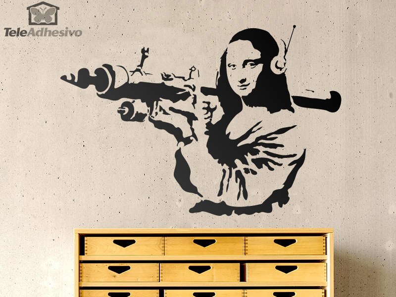 Vinilo adhesivo con la imagen de la Gioconda Terrorista del artista urbano Banksy