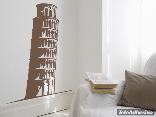 Un vinilo adhesivo con la imagen de la Torre de Pisa puede servir para la decoración de restaurantes.