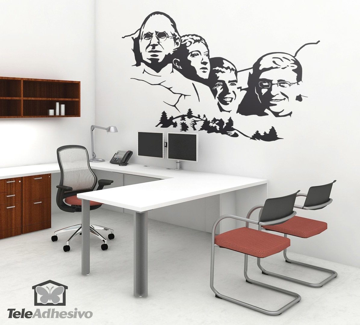 Vinilo adhesivo con la imagen del monte rushmore geek, una buena idea de decoración actual