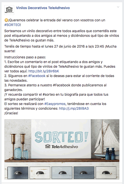 Post Sorteo Facebook