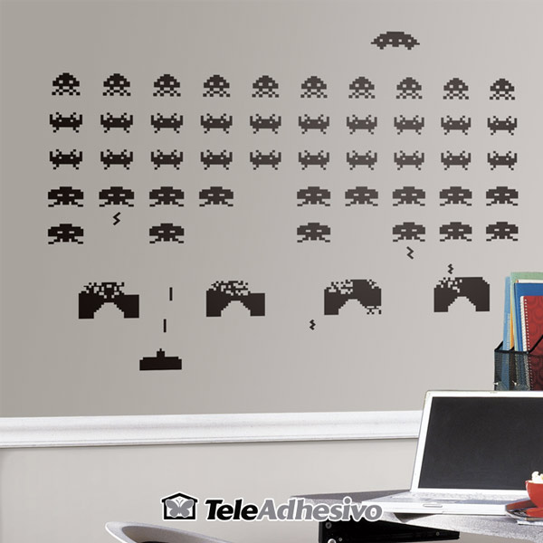 Vinilo pared Space Invaders