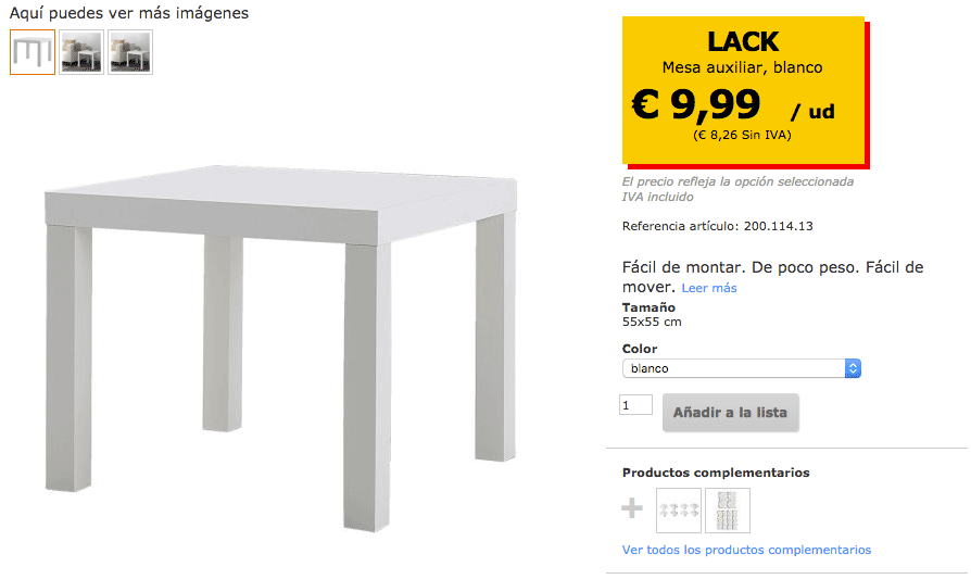Mesa Lack de Ikea