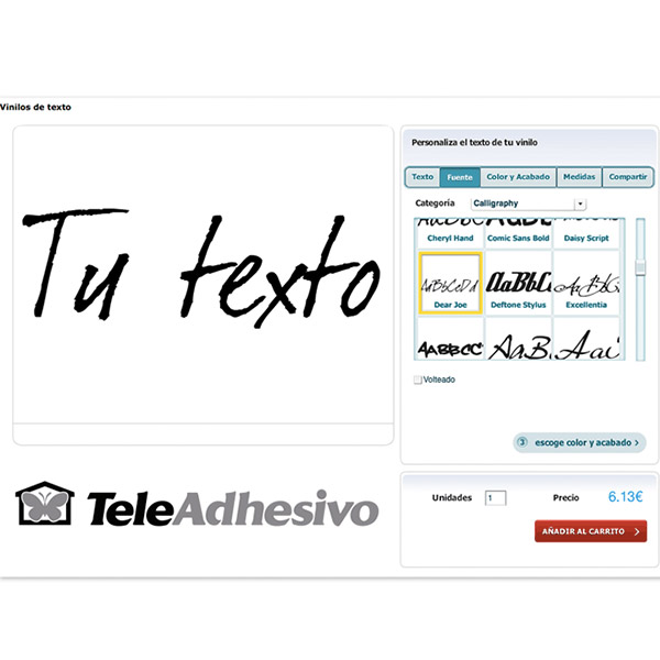 Herramienta de texto personalizado en vinilo