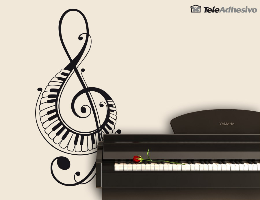 Vinilos Decorativos En Clave De Sol Con Teclas De Piano Vinilos Decorativos En Clave De Sol Con Teclas De Piano