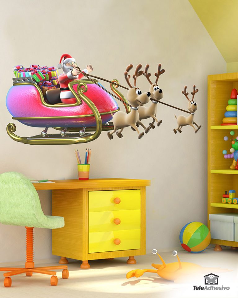 Vinilo trineo Papa Noel