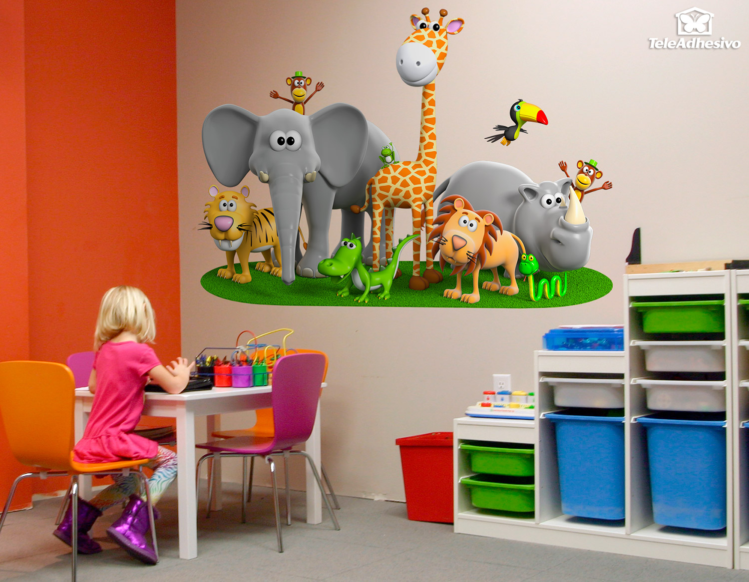 MESA INFANTIL ZOO CON 4 SILLAS