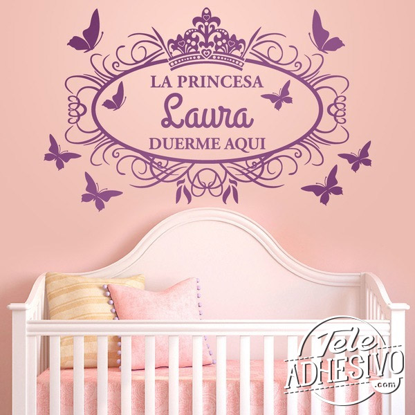 Vinilo nombre princesa para habitación infantil