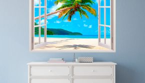 Vinilo adhesivo con la imagen de una playa paradisíaca ideal para decorar tu casa con paisajes exóticos.