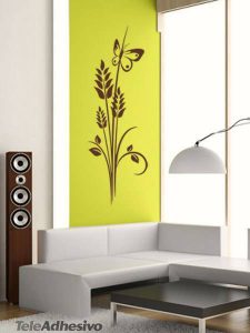 Vinilo adhesivo de decoración floral con fondo amarillo.