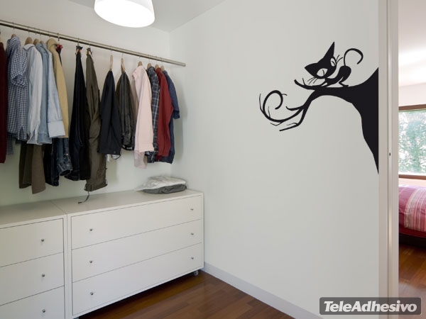 Vinilo decorativo de gato de Tim Burton para halloween