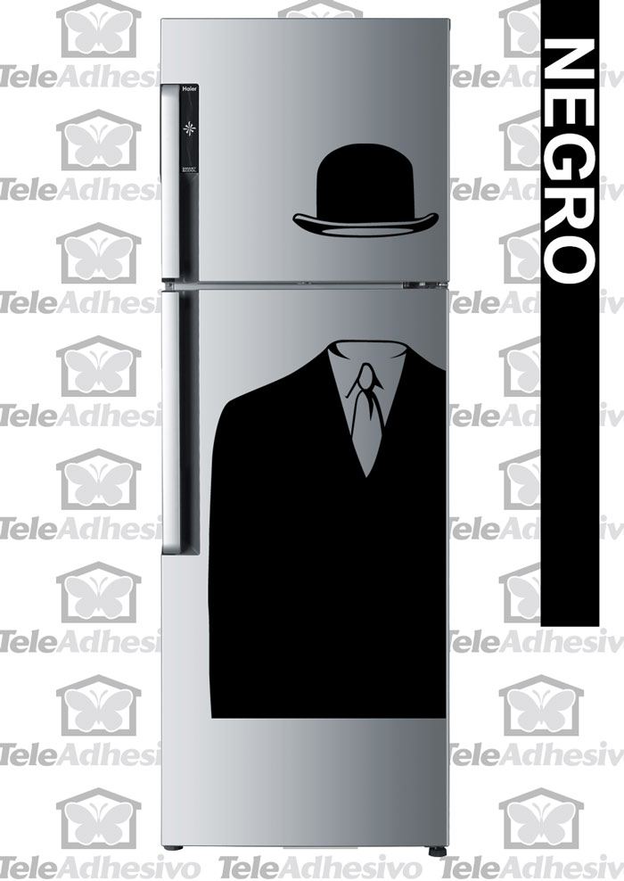 Nevera con vinilo de Magritte (manzana) - TeleAdhesivo
