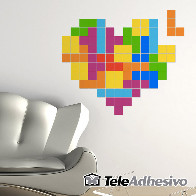 Diseño vinilo con piezas de Tetris: corazón