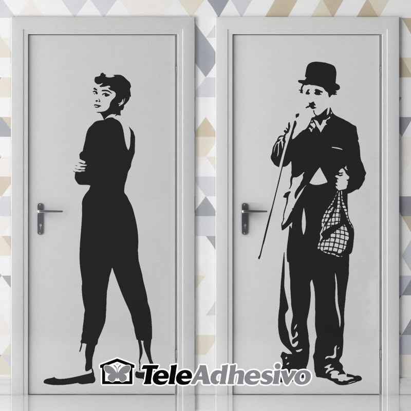 Señal de baños públicos de Audrey Hepburn y Chaplin