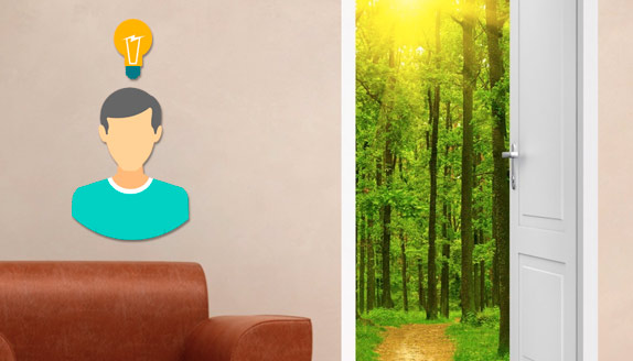 Un bonito uso para los fotomurales: puertas con memoria