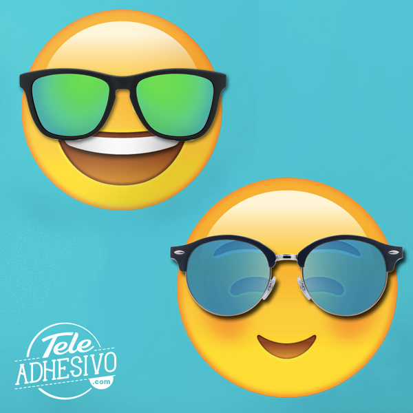 Vinilos emoji con gafas de sol reales