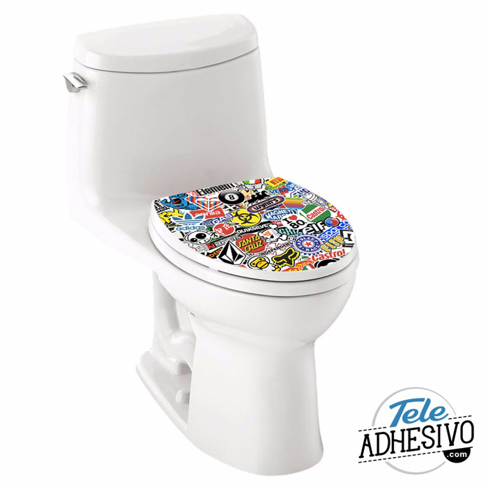 Forrar tapa WC con vinilo Sticker Bomb