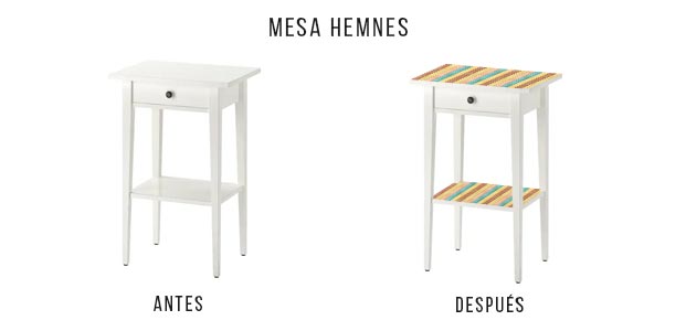 Mesa auxiliar de ikea personalizada con un vinilo
