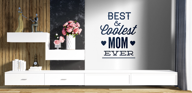 Vinilo decorativo con la frase Best & Coolest Mom Ever