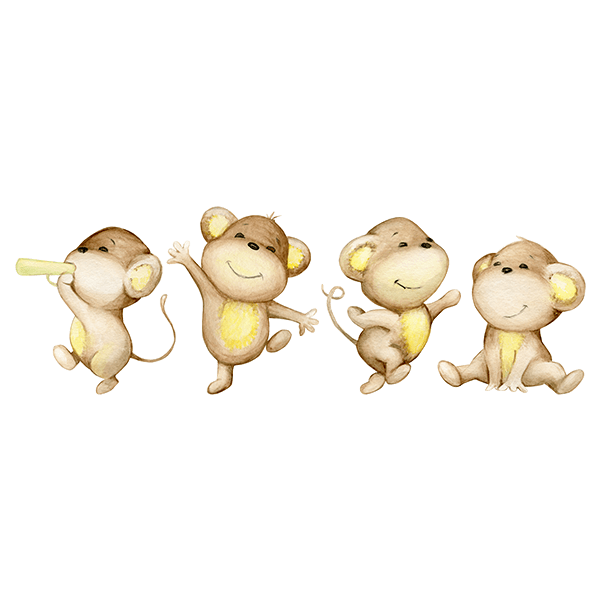 Vinilos Infantiles: Cuatro monos jugando 0