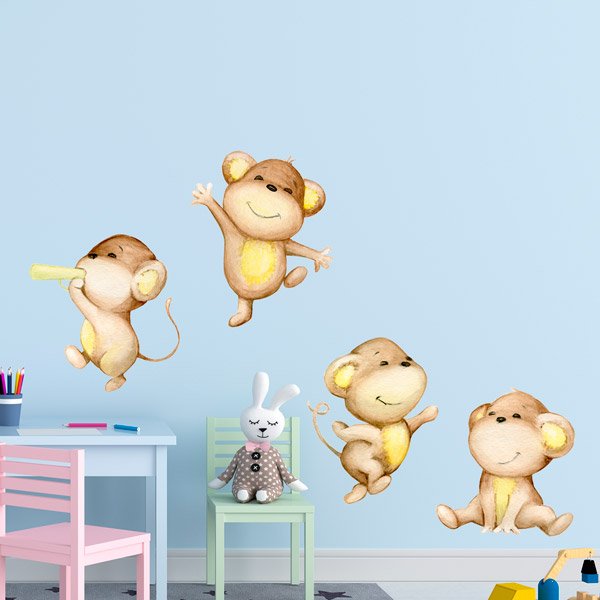 Vinilos Infantiles: Cuatro monos jugando