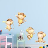 Vinilos Infantiles: Cuatro monos jugando 4