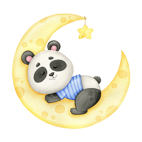 Vinilos Infantiles: Oso Panda Duerme sobre la Luna 0