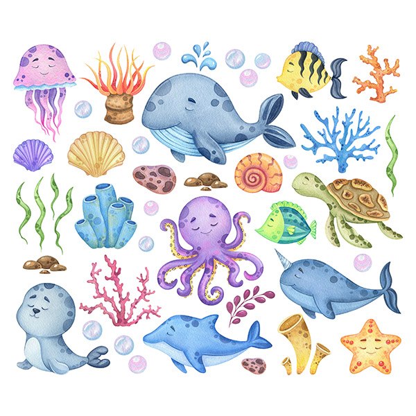 Vinilos Infantiles: Set Animales océano