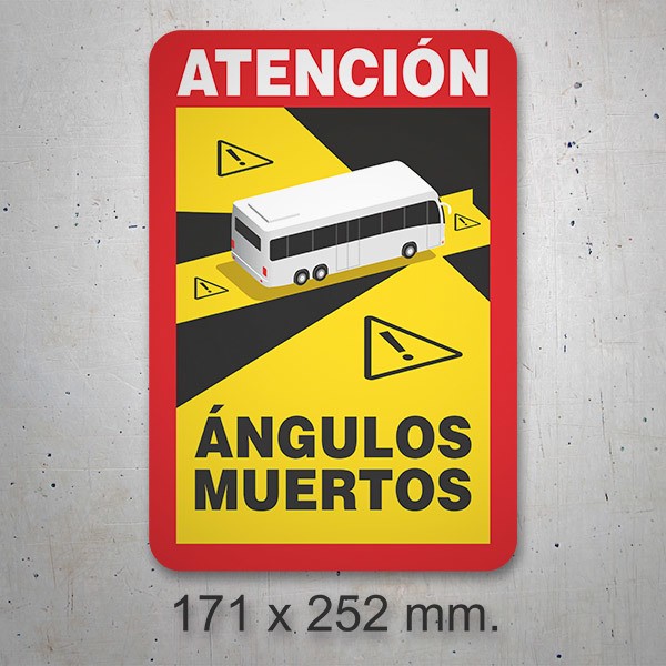 Pegatinas: Atención Ángulos Muertos para Autobús en Español