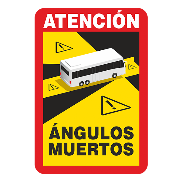 Pegatinas: Atención Ángulos Muertos para Autobús en Español 0