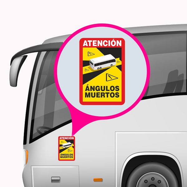 Pegatinas: Atención Ángulos Muertos para Autobús en Español