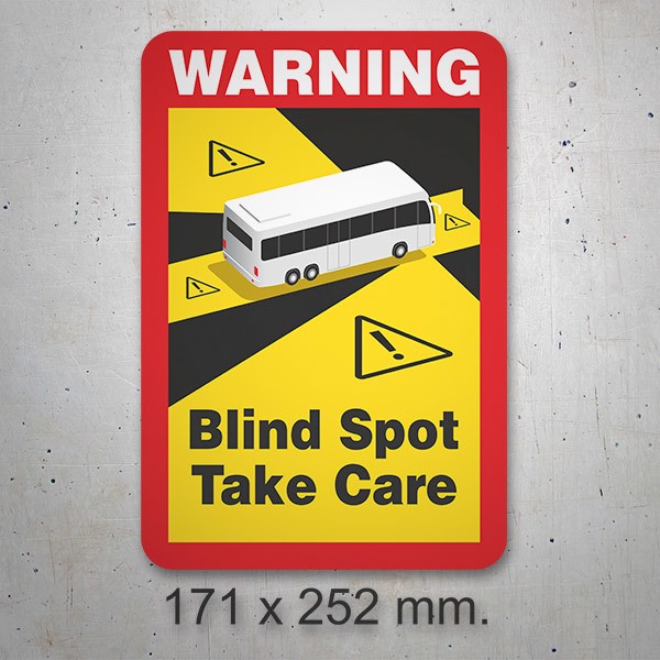 Pegatinas: Warning, Blind Spot Take Care Autobús