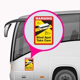 Pegatinas: Warning, Blind Spot Take Care Autobús 4