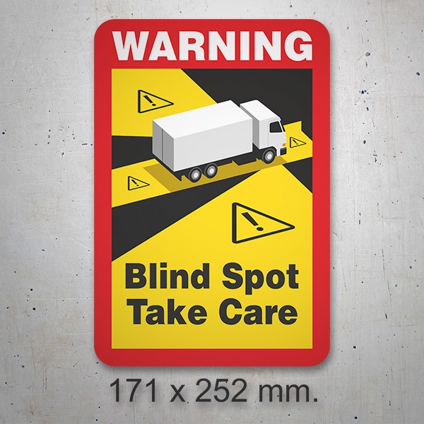 Pegatinas: Warning, Blind Spot Take Care Camión