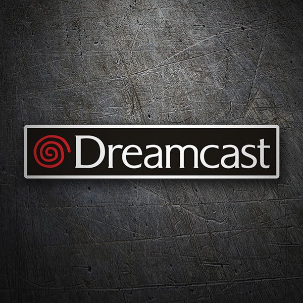 Pegatinas: Dreamcast con Texto Retro y Espiral Roja