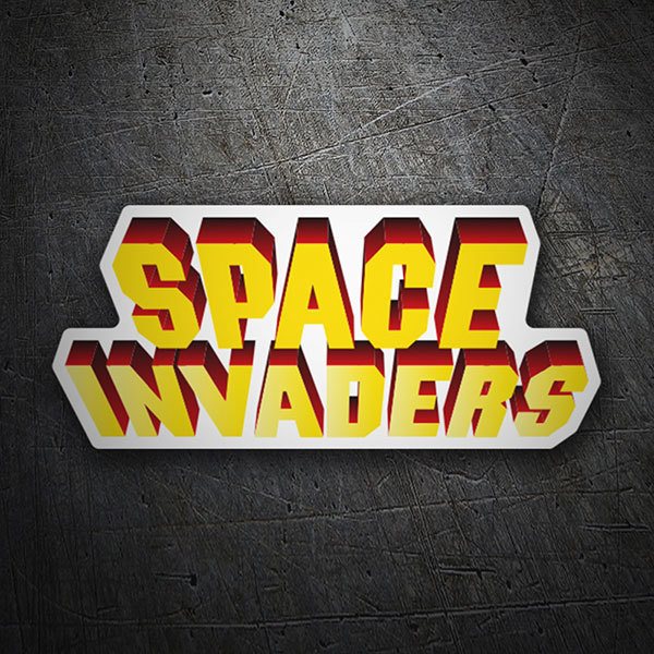 Pegatinas: Space Invaders 3D Blanco
