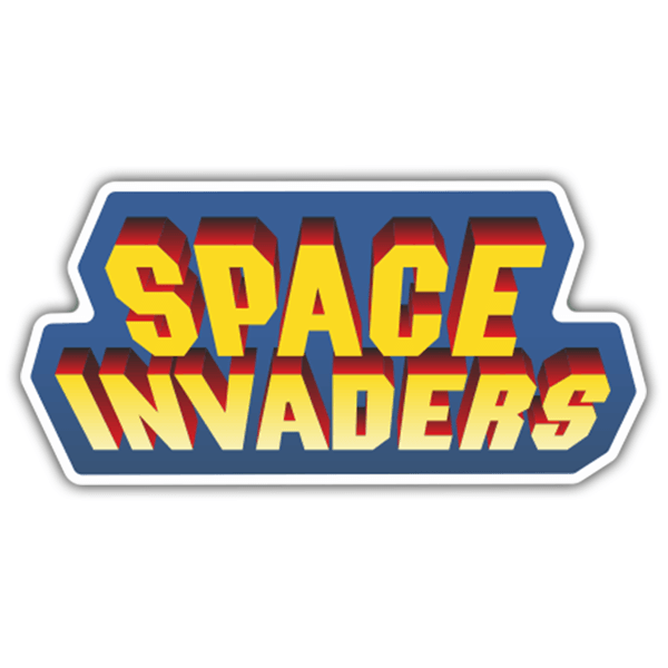 Pegatinas: Space Invaders 3D Azul