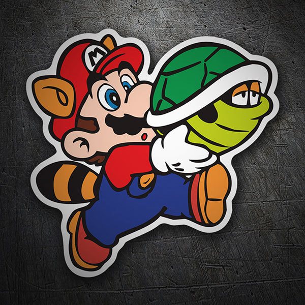 Pegatinas: Super Mario Mapache con Tortuga