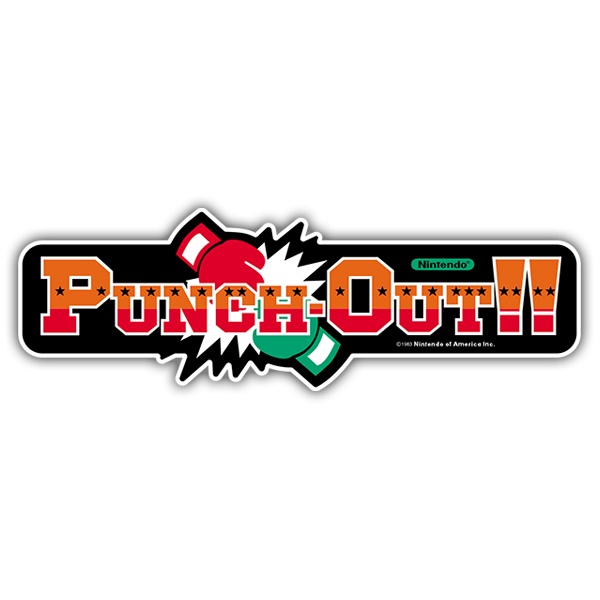Pegatinas: Punch-Out!! con Texto y Gr&aacute;ficos de Golpes