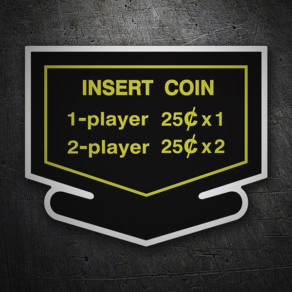 Pegatinas: Insert Coin con Texto Retro
